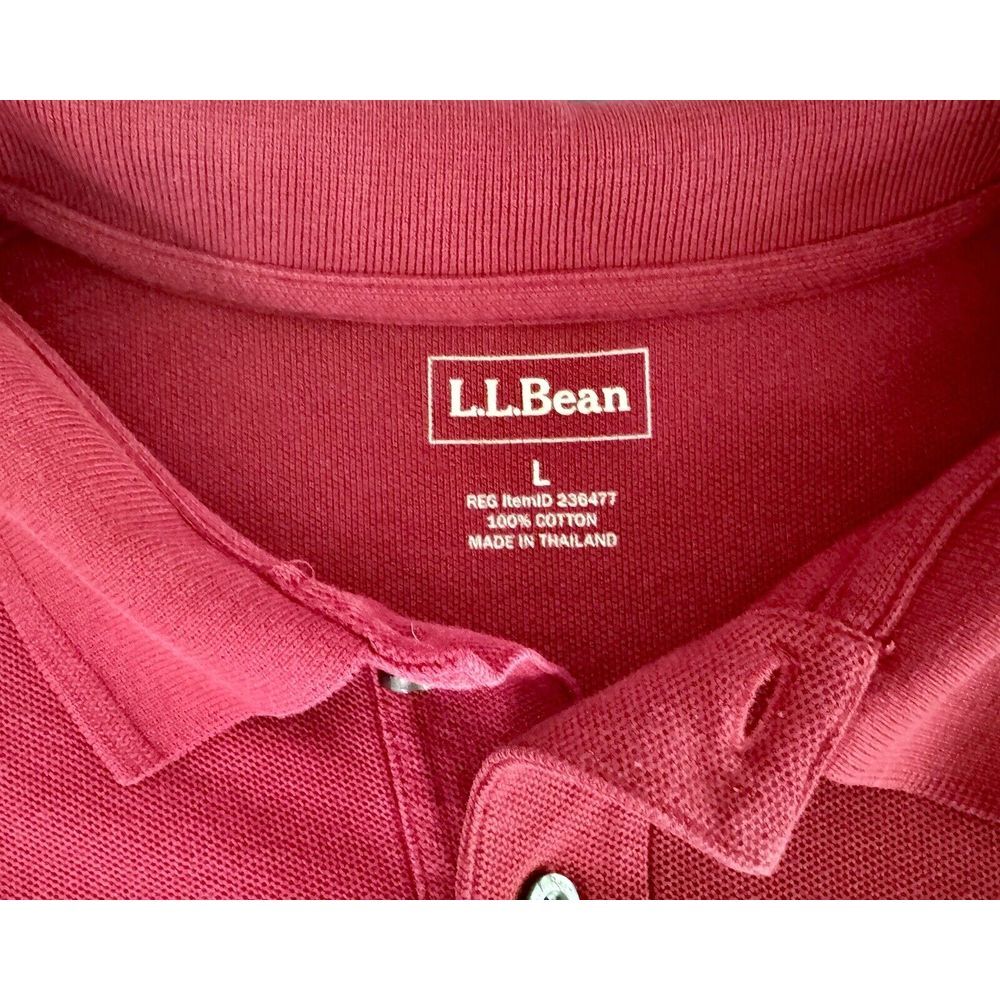 L.L.Bean Mens L Red‎ 1/4 Button Long Sleeve Henley Shirt - Picture 4 of 6